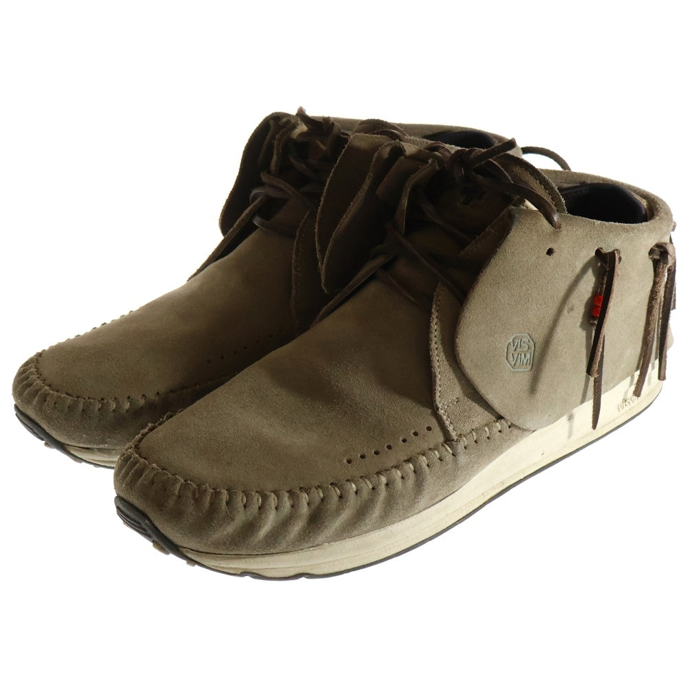 VISVIM(ヴィスヴィム) ロゴ印字付き スウェードレザーミッドカットスニーカー ベージュ V006-03