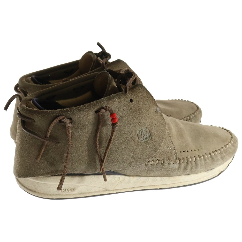 VISVIM(ヴィスヴィム) ロゴ印字付き スウェードレザーミッドカットスニーカー ベージュ V006-03