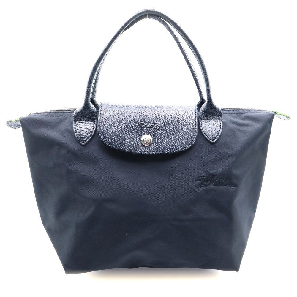 LONGCHAMP(ロンシャン) チャーム 付き レザー 切替 ハンド バッグ ブラック レディース
