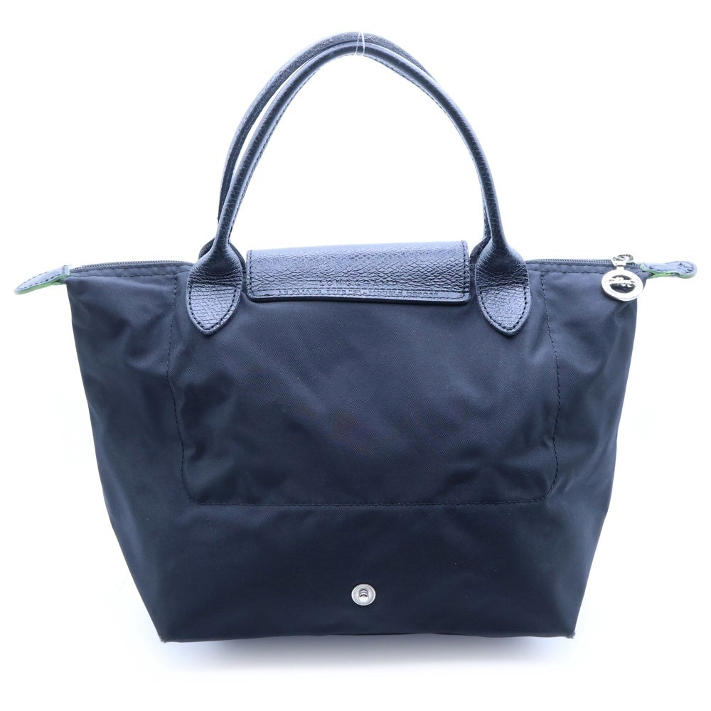 LONGCHAMP(ロンシャン) チャーム 付き レザー 切替 ハンド バッグ ブラック レディース