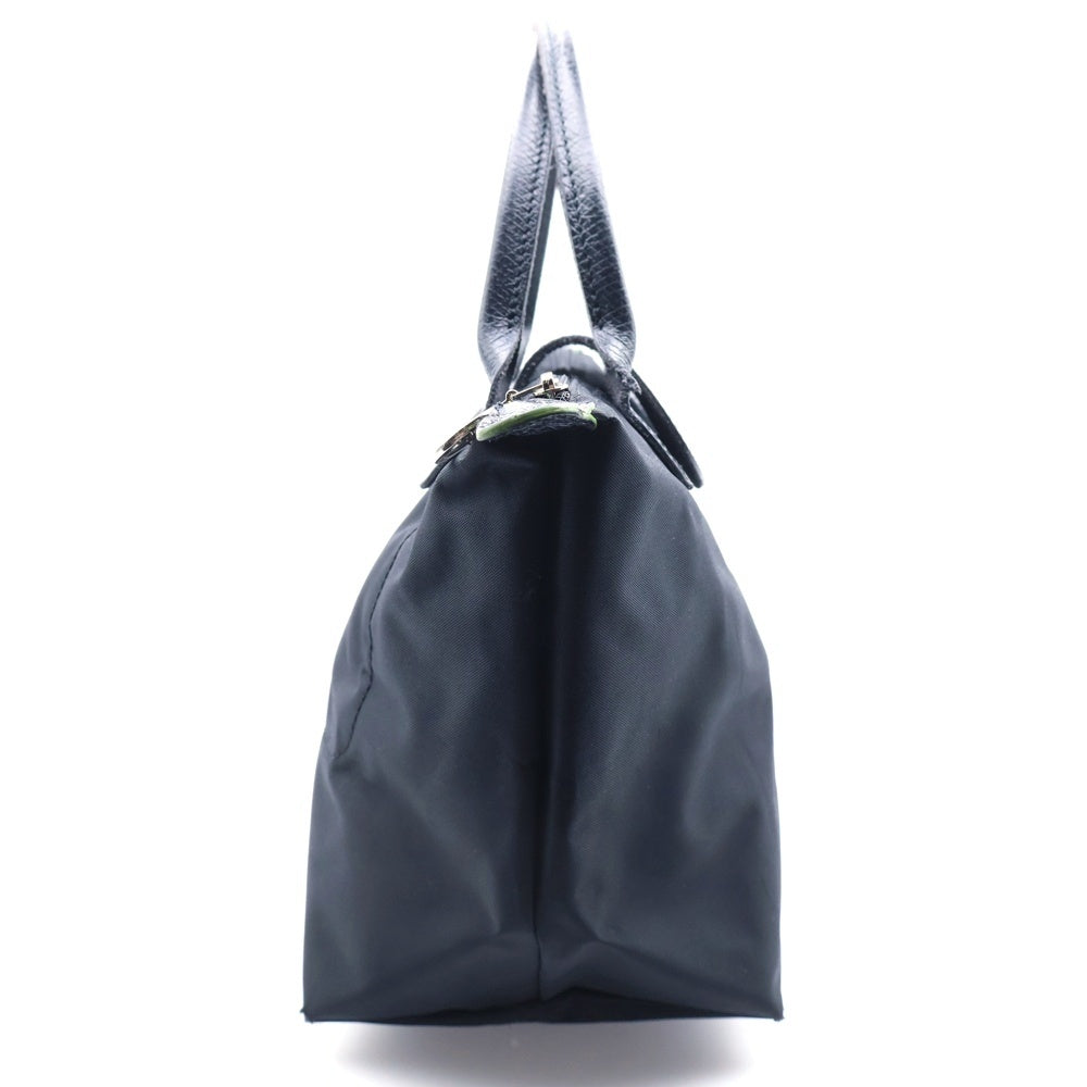 LONGCHAMP(ロンシャン) チャーム 付き レザー 切替 ハンド バッグ ブラック レディース