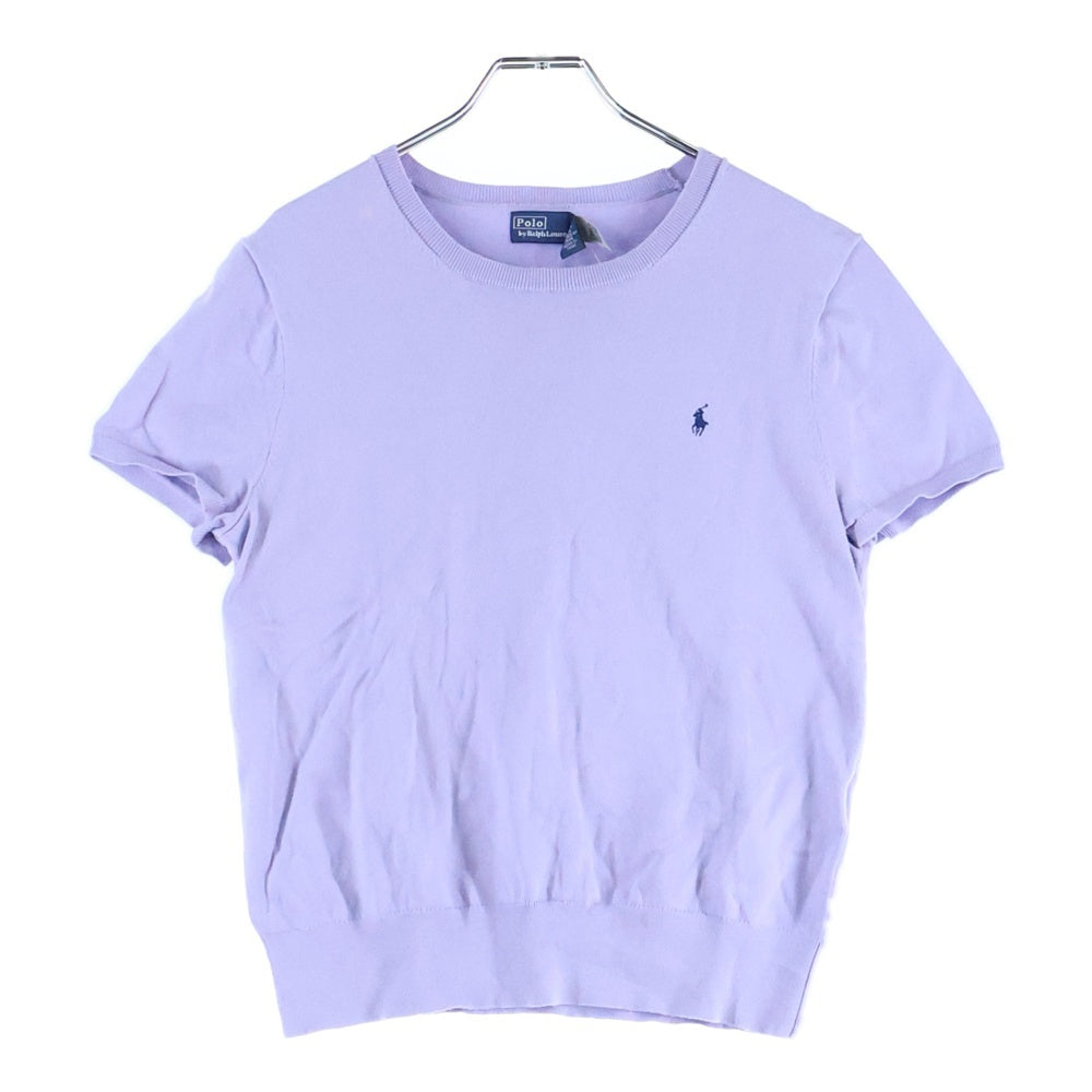 POLO RALPH LAUREN(ポロラルフローレン) 刺繍 ロゴ 半袖 ニット セーター パープル レディース