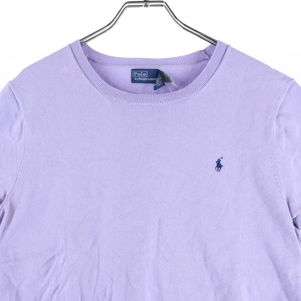 POLO RALPH LAUREN(ポロラルフローレン) 刺繍 ロゴ 半袖 ニット セーター パープル レディース