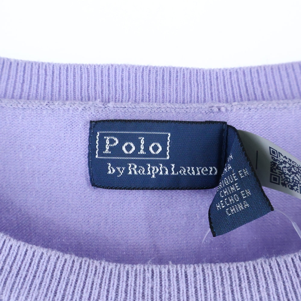 POLO RALPH LAUREN(ポロラルフローレン) 刺繍 ロゴ 半袖 ニット セーター パープル レディース