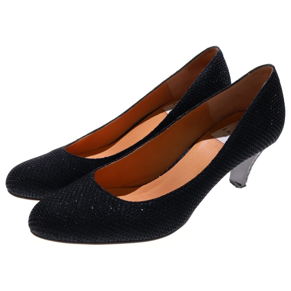 LANVIN(ランバン) ラメ デザイン レザー ヒール ブラック レディース