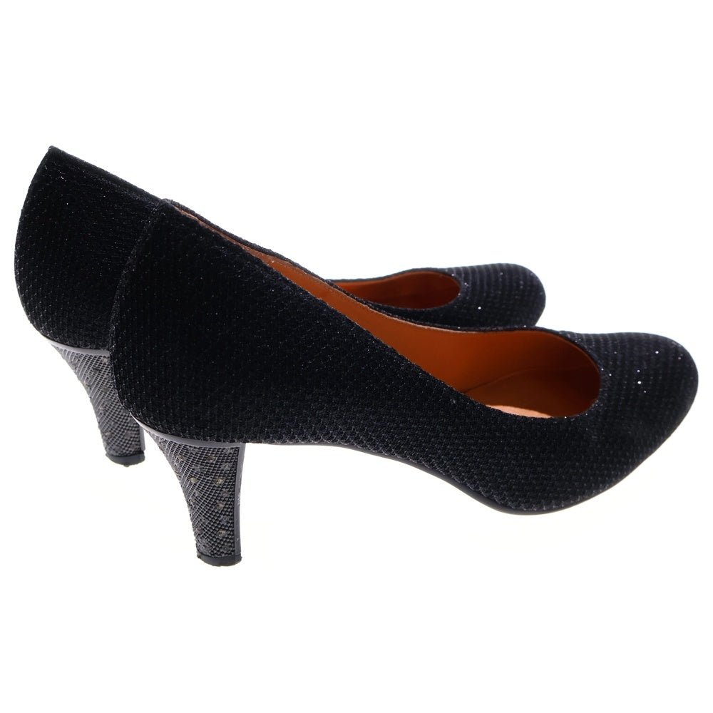 LANVIN(ランバン) ラメ デザイン レザー ヒール ブラック レディース