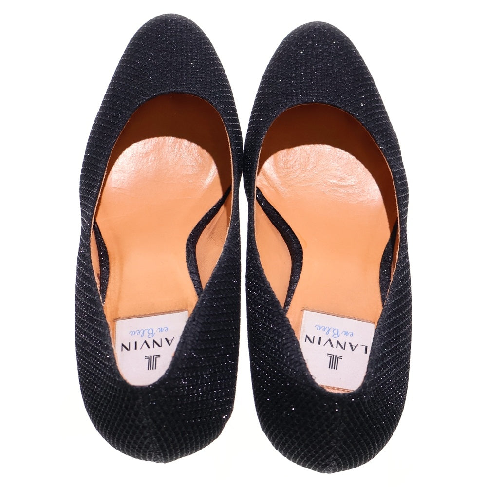 LANVIN(ランバン) ラメ デザイン レザー ヒール ブラック レディース