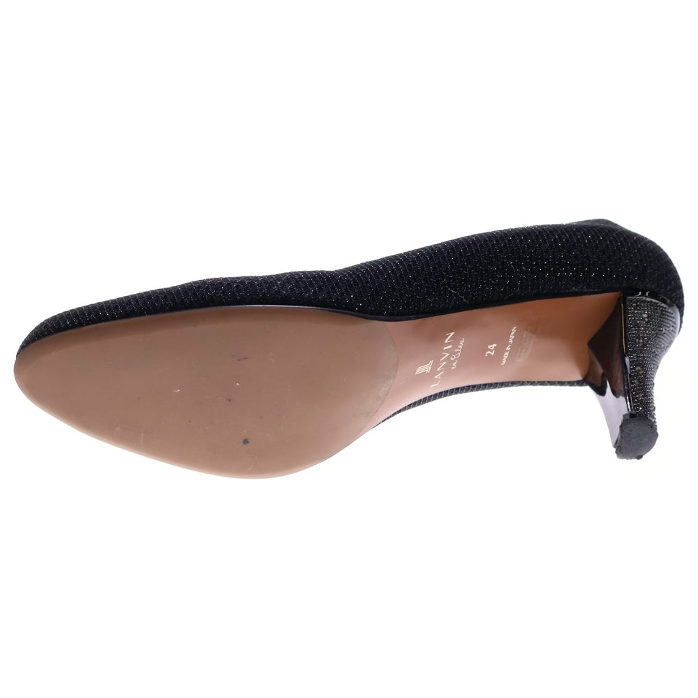 LANVIN(ランバン) ラメ デザイン レザー ヒール ブラック レディース