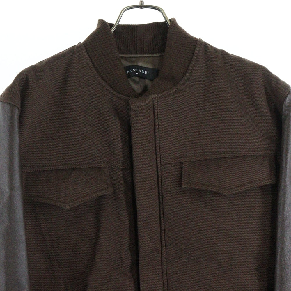 MLVINCE(メルヴィンス) MLVINCE(メルヴェンス) BERINGER LEATHER SLEEVE JACKET ベリンガー アームレザー切替ジャケット ブルゾン ブラウン