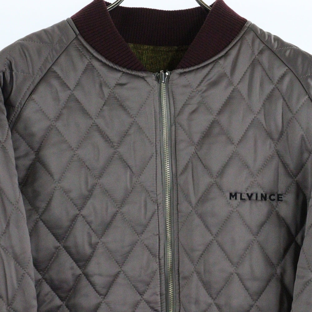 NO BRAND(ノーブランド) MLVINCE(メルヴェンス) QUILTED SOUVENIR JACKET キルティング リバーシブル スーベニアジャケット ジップアップブルゾン カーキ/ブラウン