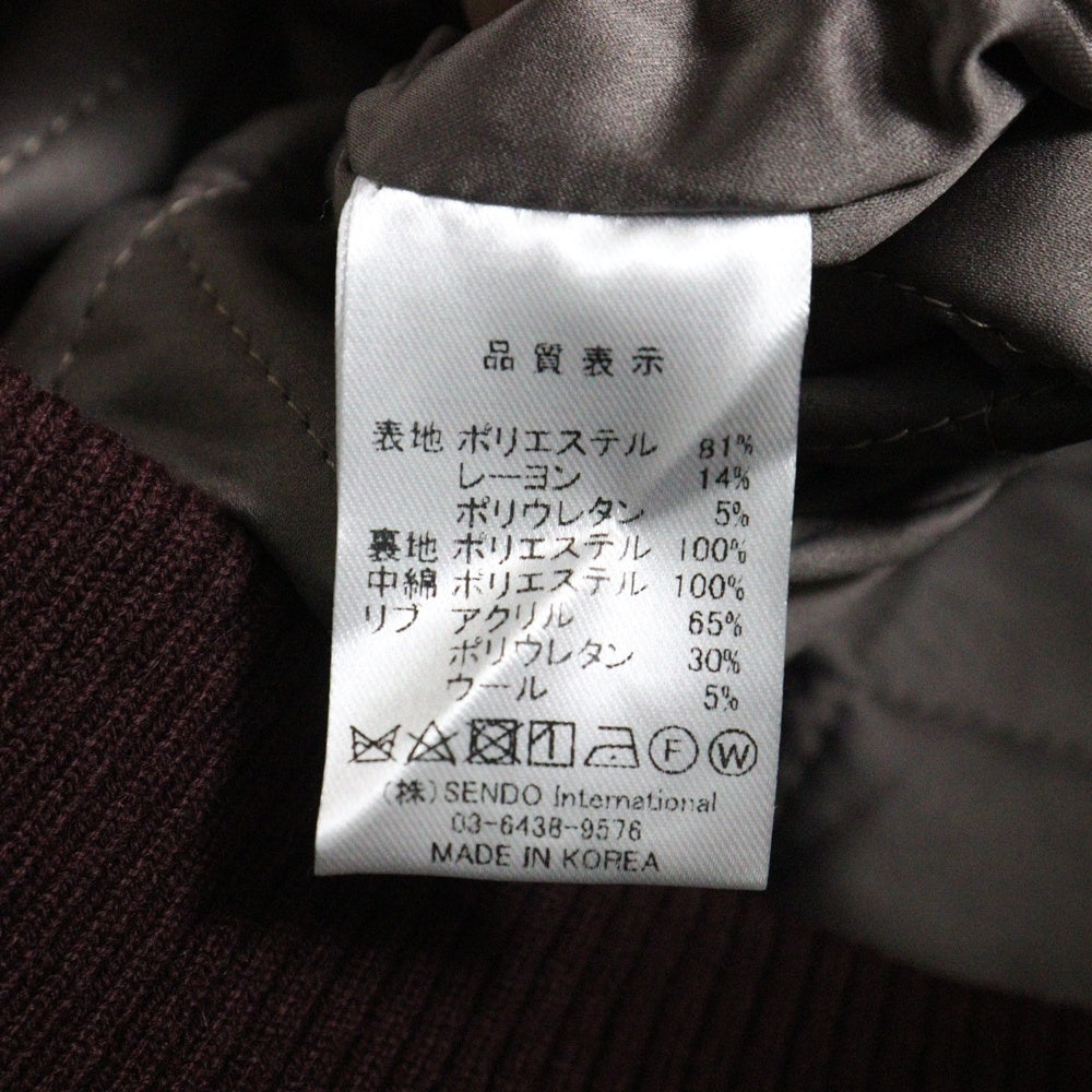 NO BRAND(ノーブランド) MLVINCE(メルヴェンス) QUILTED SOUVENIR JACKET キルティング リバーシブル スーベニアジャケット ジップアップブルゾン カーキ/ブラウン