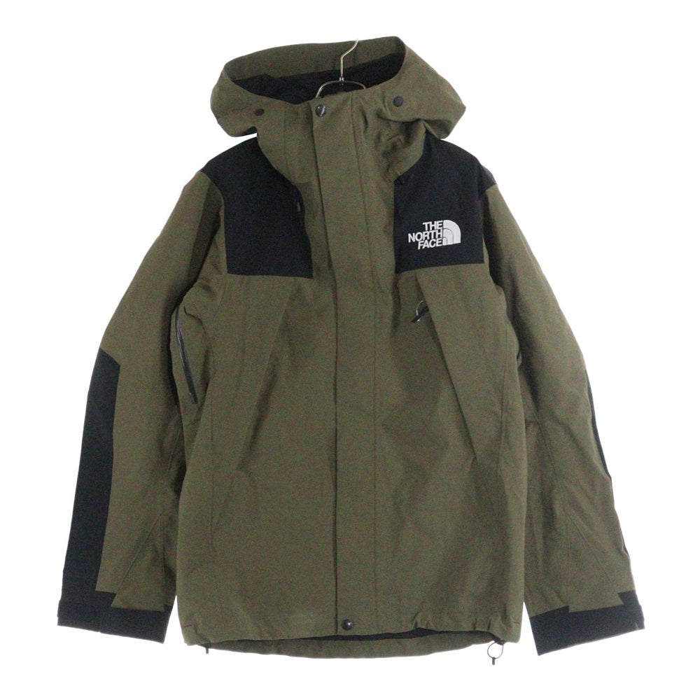 THE NORTH FACE(ザノースフェイス) MOUNTAIN JACKET GORE-TEX マウンテンジャケット ゴアテックス ロゴ刺繍 フーデッドナイロンジャケット カーキ/ブラック NP61800