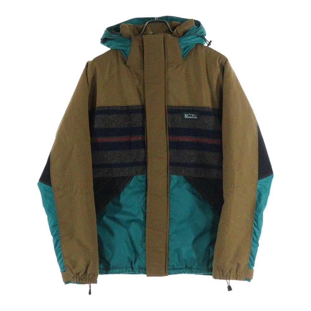 MANASTASH(マナスタッシュ) 7182015 ウールナイロン切替 ジップアップフーデッド中綿ジャケット マルチカラー