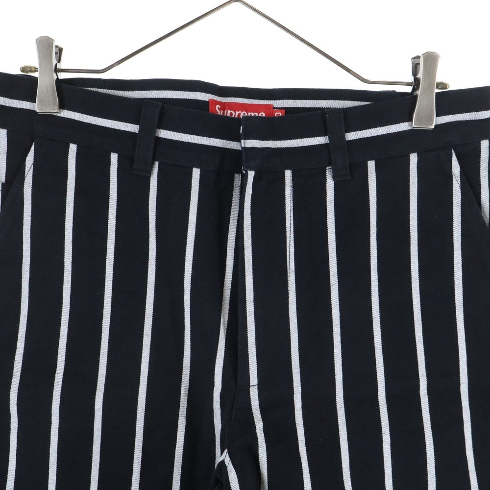 SUPREME(シュプリーム) Work Short ストライプ コットン ワークショーツ ハーフパンツ ブラック/ホワイト