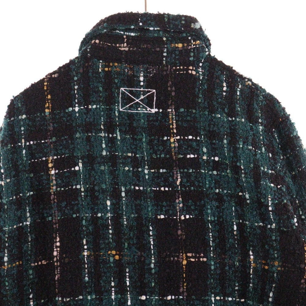 MLVINCE(メルヴィンス) MLVINCE(メルヴェンス)CHECK TWEED SHIRTS チェック柄 長袖ツウィードシャツ グリーン/ブラック