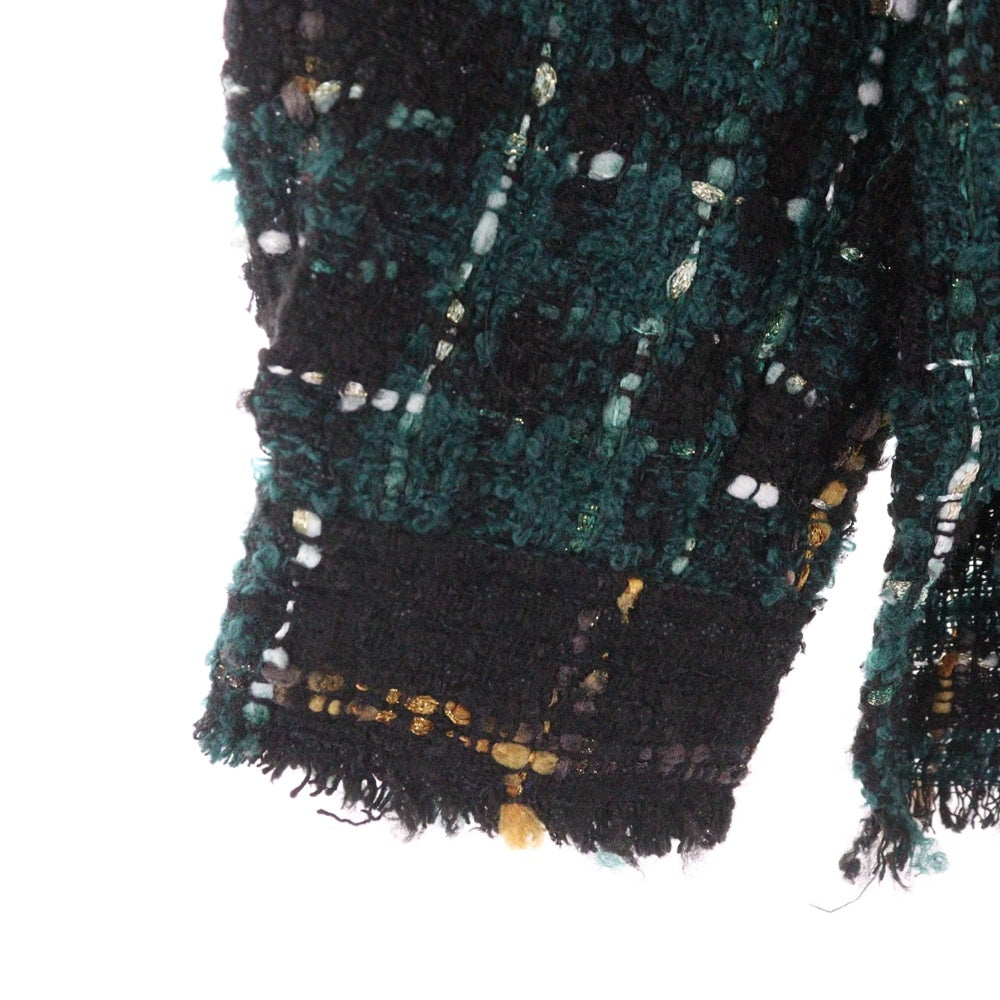 MLVINCE(メルヴィンス) MLVINCE(メルヴェンス)CHECK TWEED SHIRTS チェック柄 長袖ツウィードシャツ グリーン/ブラック
