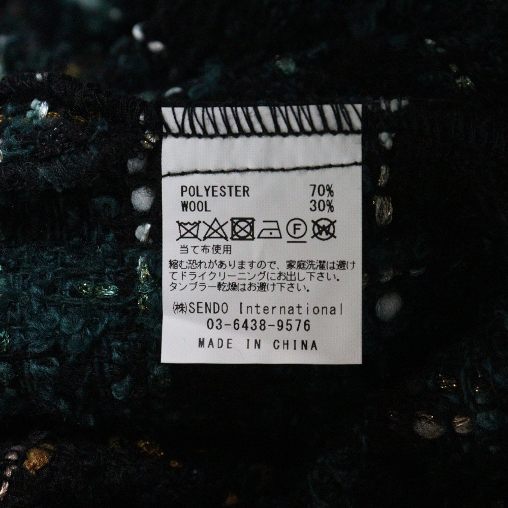 MLVINCE(メルヴィンス) MLVINCE(メルヴェンス)CHECK TWEED SHIRTS チェック柄 長袖ツウィードシャツ グリーン/ブラック