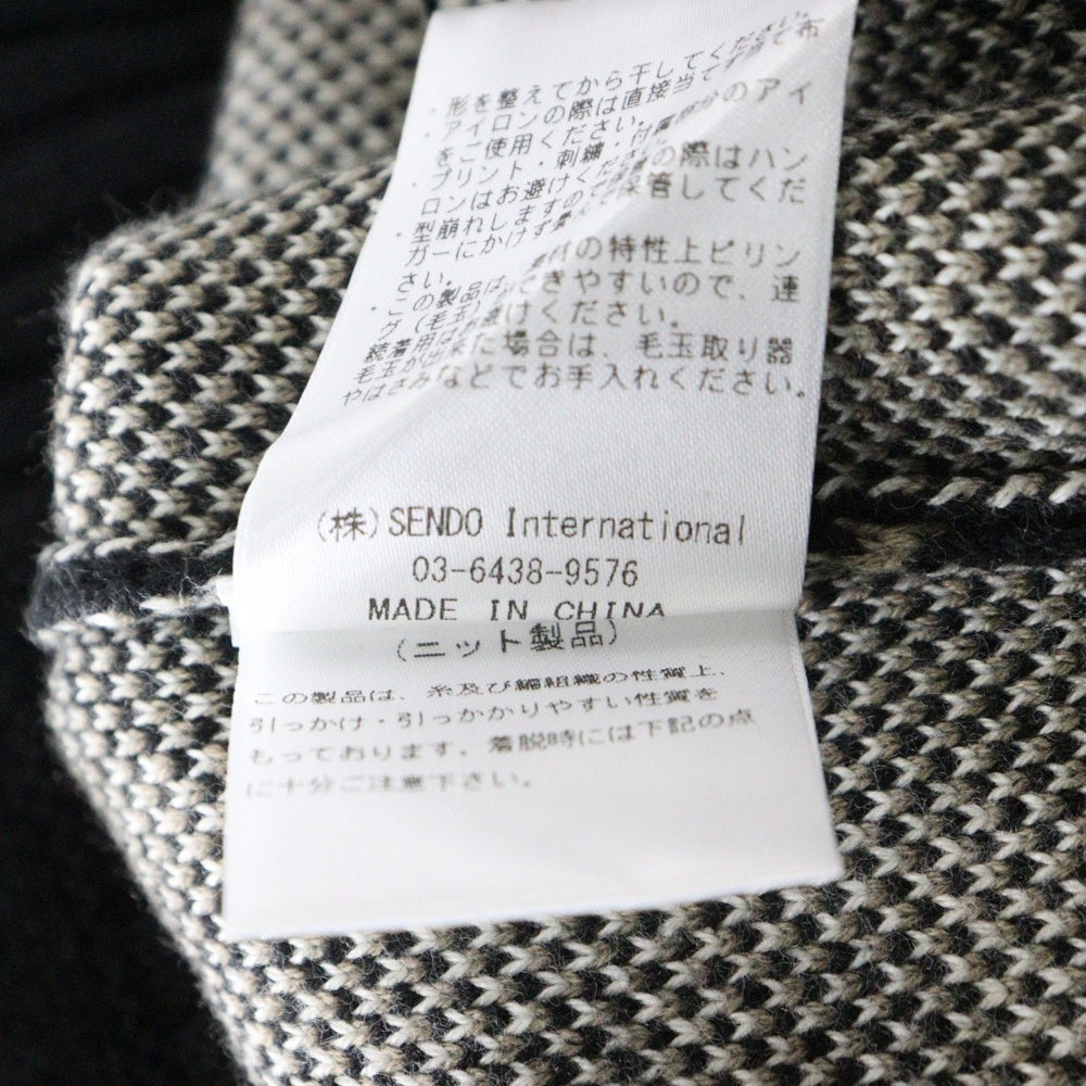 NO BRAND(ノーブランド) MLVINCE(メルヴェンス)PAISLEY DISTRESSED CARDIGAN ペイズリー ダメージ加工 アクリル混カーディガン ブラック