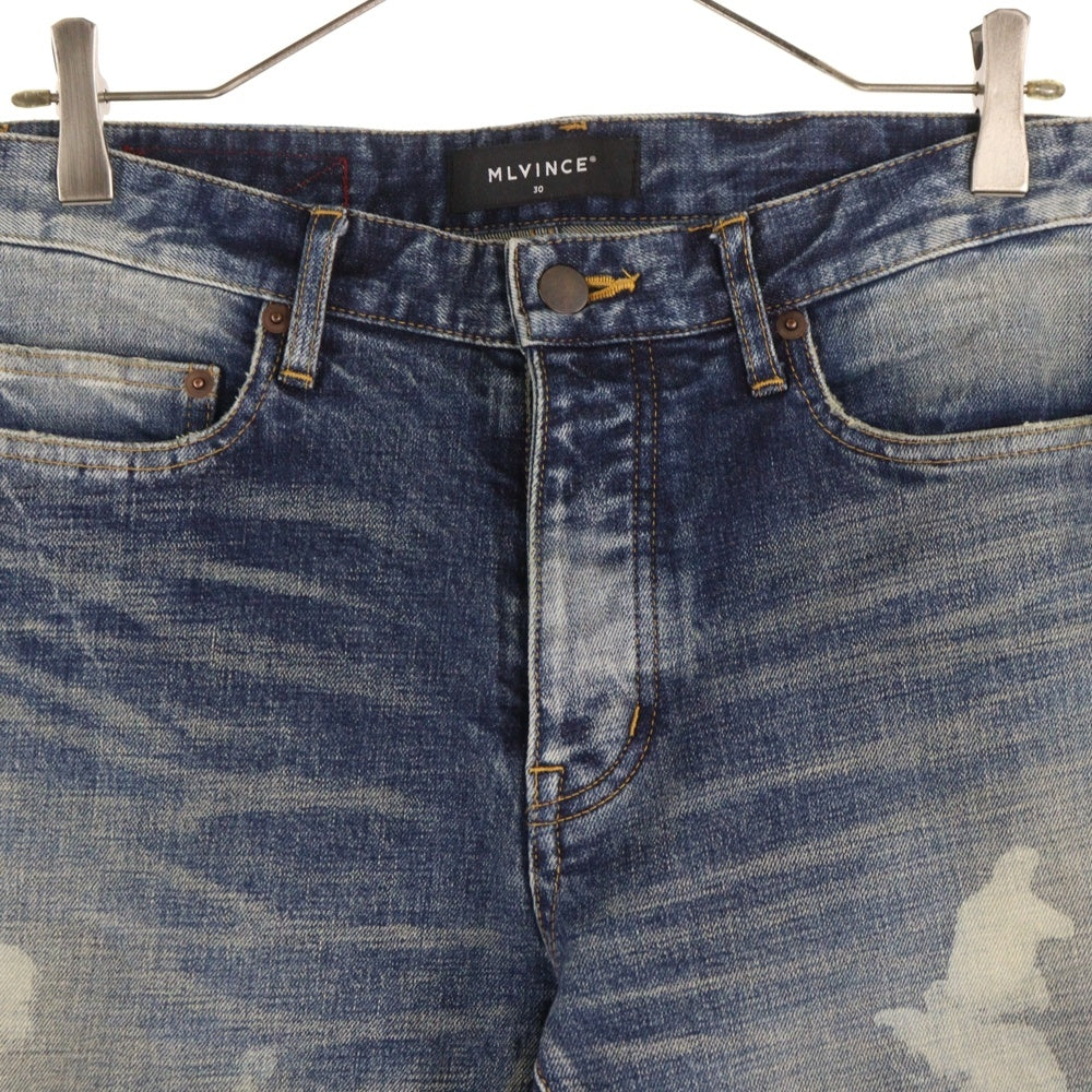 MLVINCE(メルヴィンス) MLVINCE(メルヴェンス)TYPE-1 SLIM DAMAGE JEANS タイプ1 ダメージ加工 裾ボタン スリムフィット デニムパンツ インディゴ