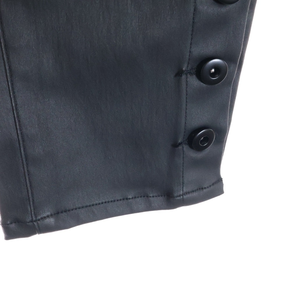 MLVINCE(メルヴィンス) 21AW WAX STRETCH SKINNY PANTS ワックス 裾ボタン スキニーパンツ ブラック MV21AW10-WPT021BK