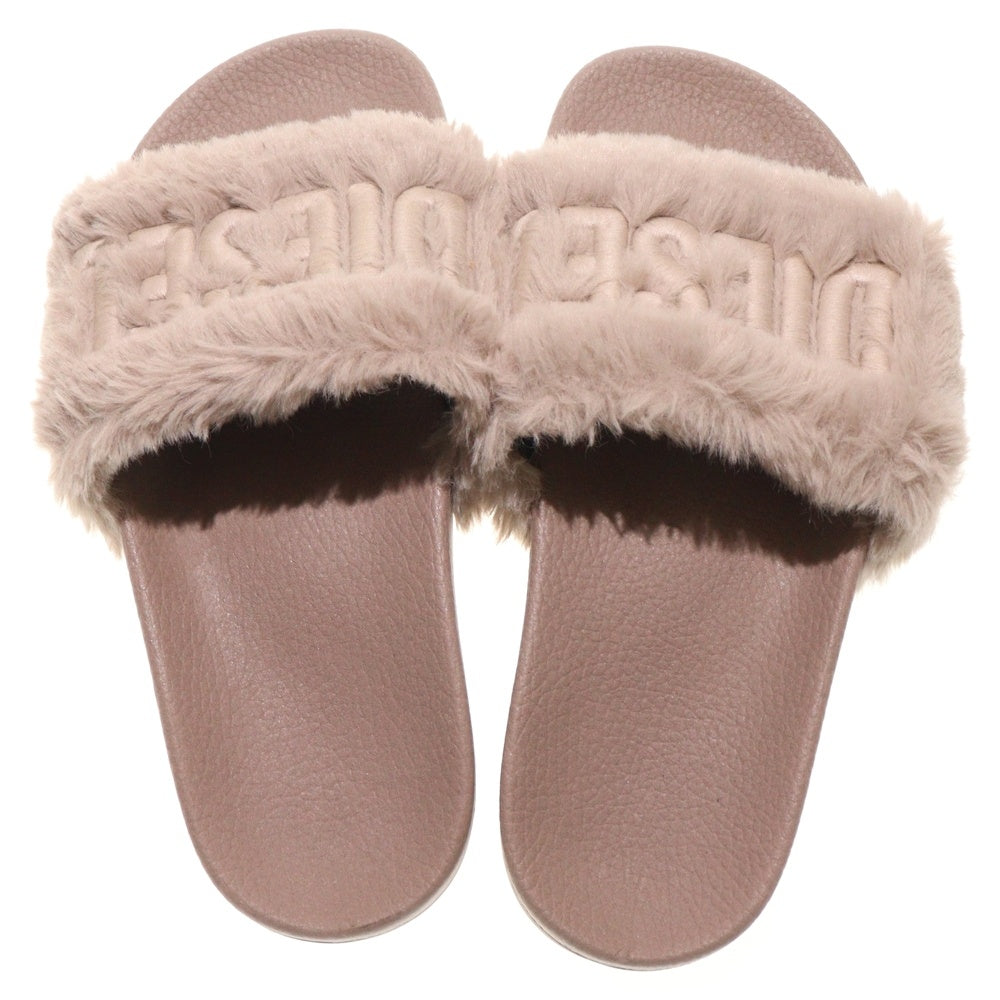 DIESEL(ディーゼル) ロゴデザイン ファー付き サンダル レディース ベージュ