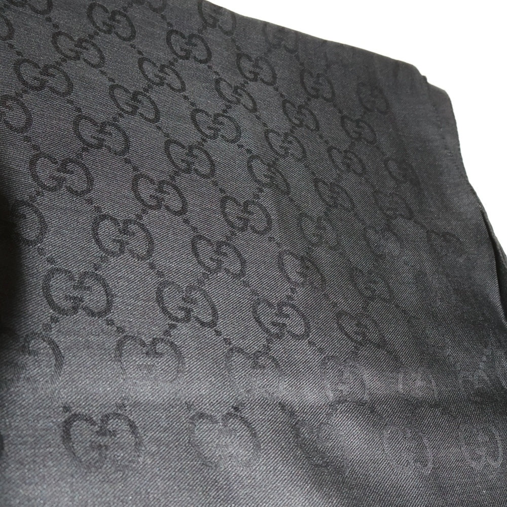 GUCCI(グッチ) GG柄 GGジャガード イタリア製 ウールシルク ストール マフラー ブラック 165903 3G646