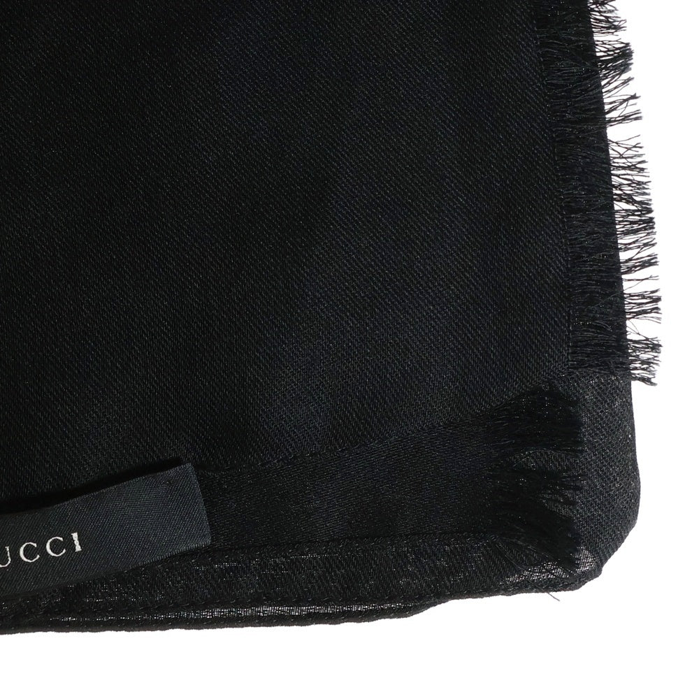GUCCI(グッチ) GG柄 GGジャガード イタリア製 ウールシルク ストール マフラー ブラック 165903 3G646