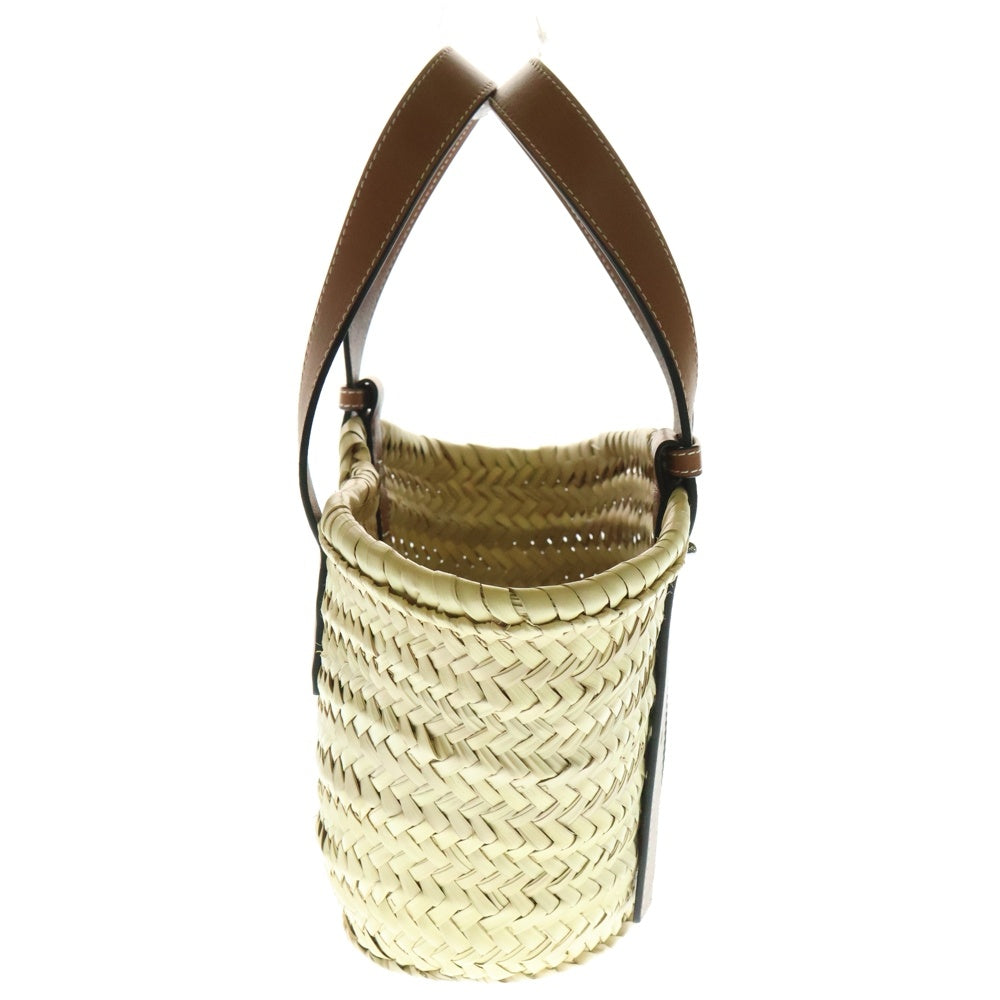 LOEWE(ロエベ) ストロー アナグラムレザー スモール バスケットバッグ ハンドバッグ ブラウン レディース