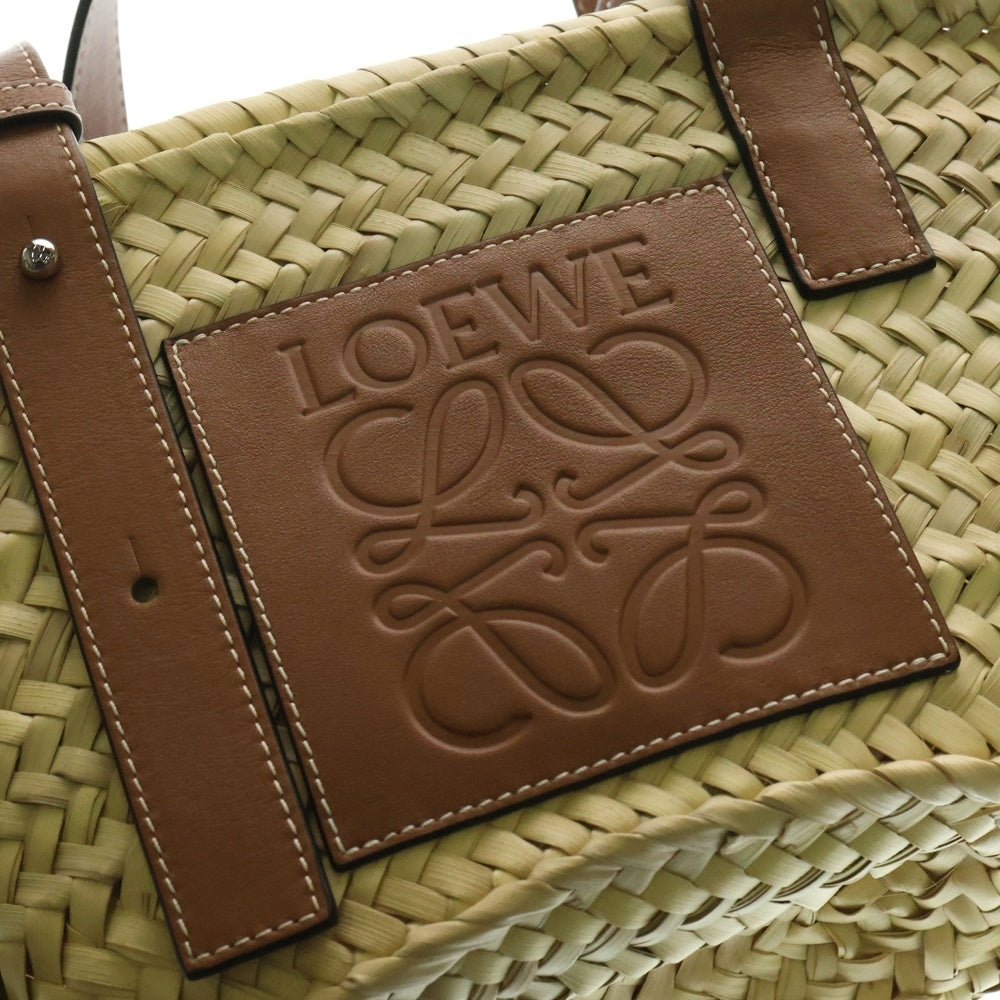 LOEWE ストロー レザーハンドバッグ LOEWE(ロエベ) ストロー アナグラムレザー スモール バスケット
