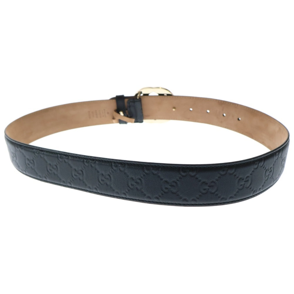 GUCCI(グッチ) インターロッキングG シグネチャー レザー ベルト ブラック 114876 AA61G