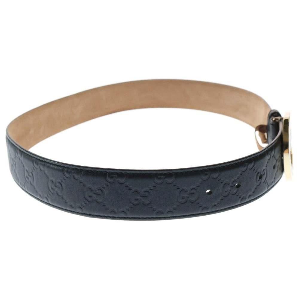 GUCCI(グッチ) インターロッキングG シグネチャー レザー ベルト ブラック 114876 AA61G