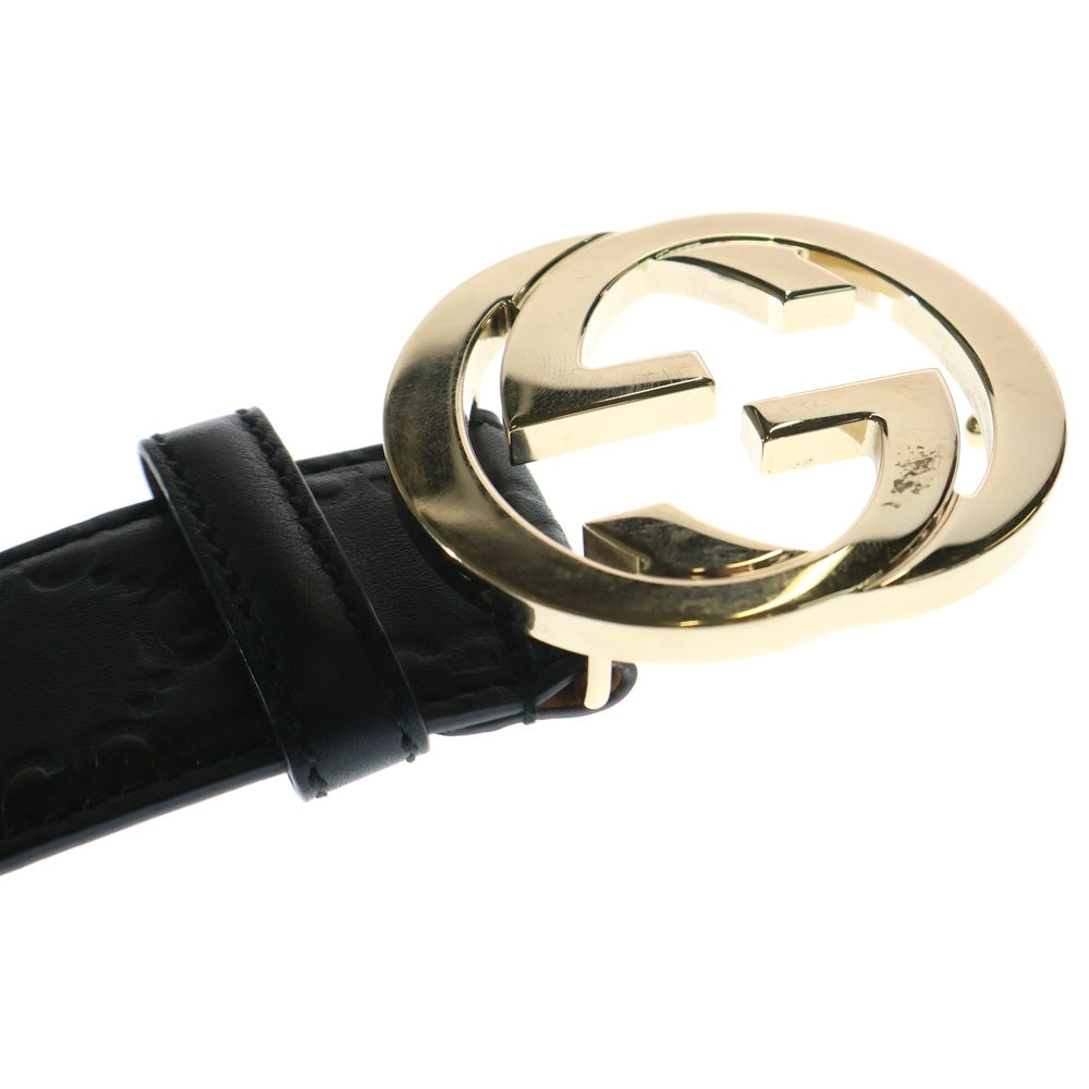 GUCCI(グッチ) インターロッキングG シグネチャー レザー ベルト ブラック 114876 AA61G