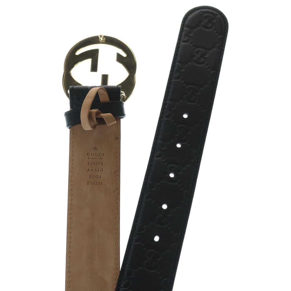 GUCCI(グッチ) インターロッキングG シグネチャー レザー ベルト ブラック 114876 AA61G