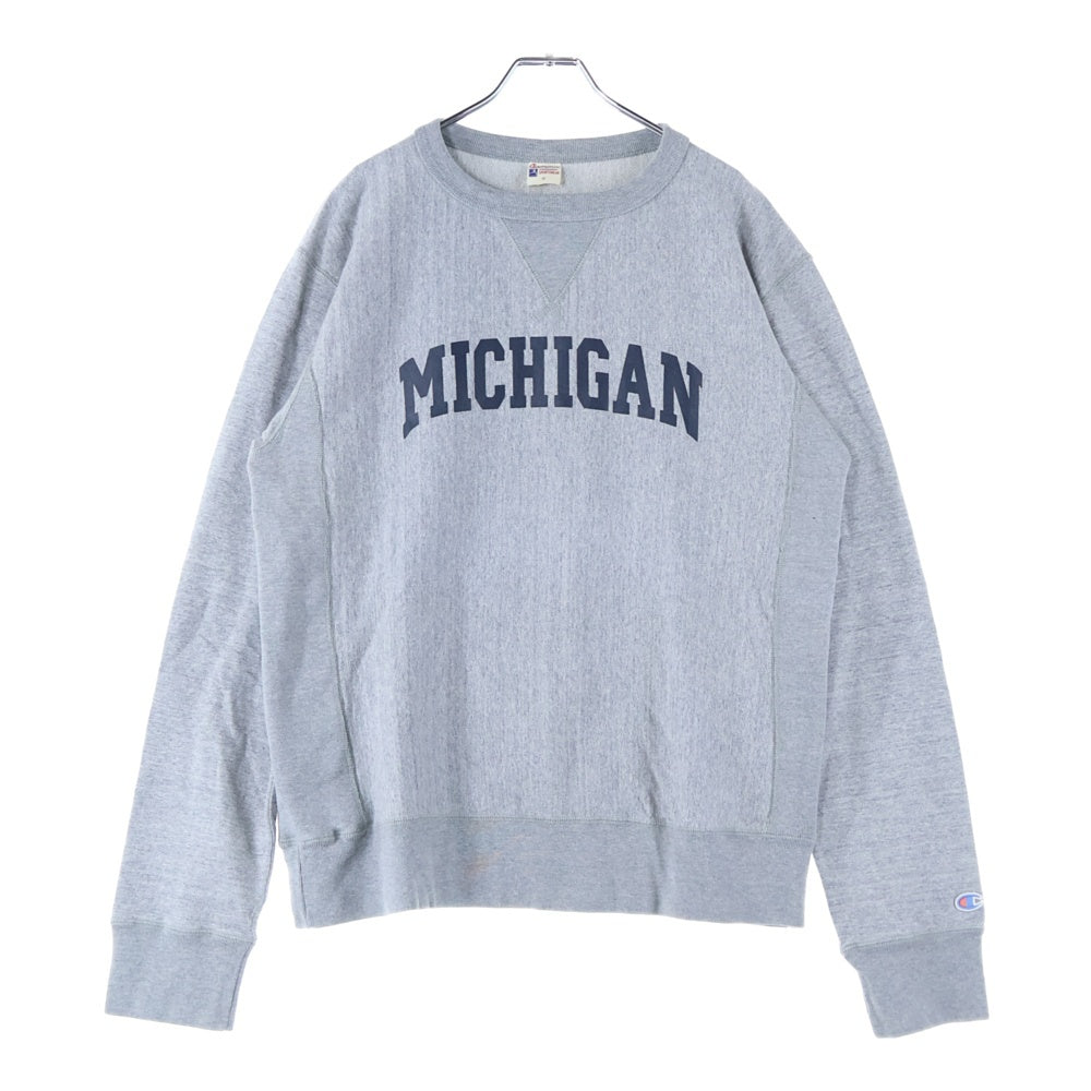 CHAMPION(チャンピオン) MICHIGAN ミシガン カレッジプリント ランタグ復刻 クルーネック スウェット トレーナー グレー CSS4620