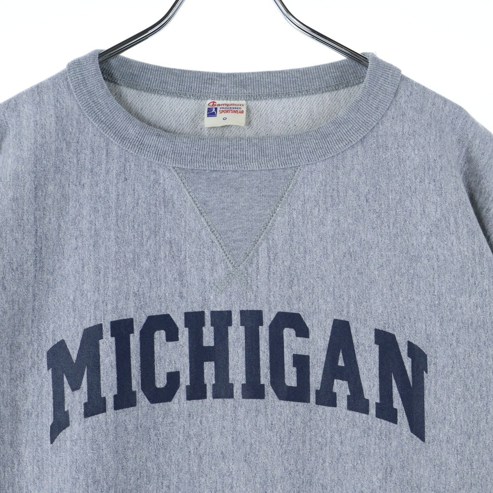 CHAMPION(チャンピオン) MICHIGAN ミシガン カレッジプリント ランタグ復刻 クルーネック スウェット トレーナー グレー CSS4620