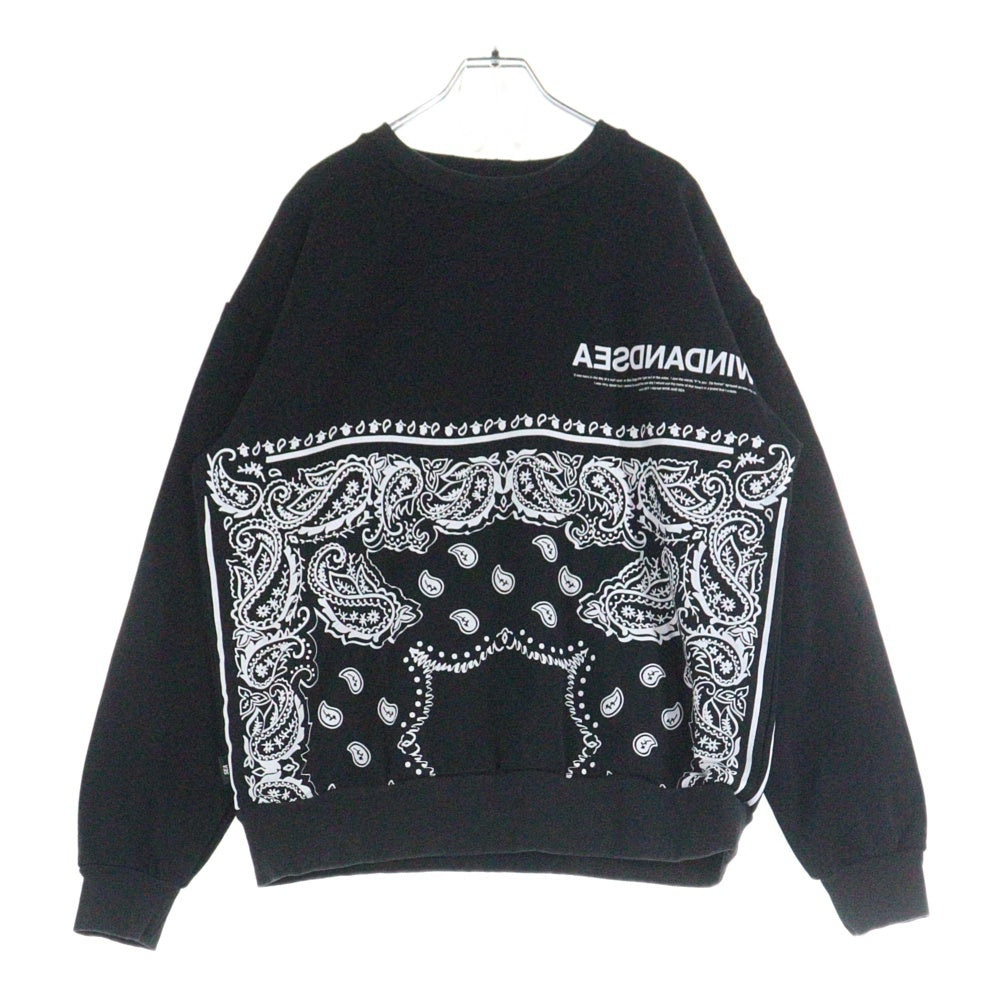 WIND AND SEA(ウィンダンシー) PAISLEY CREW NECK ペイズリー ロゴプリント クルーネック スウェット トレーナー ブラック WDS-O-MTC-24-Q2-CS-05