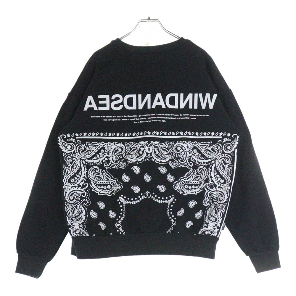 WIND AND SEA(ウィンダンシー) PAISLEY CREW NECK ペイズリー ロゴプリント クルーネック スウェット トレーナー ブラック WDS-O-MTC-24-Q2-CS-05