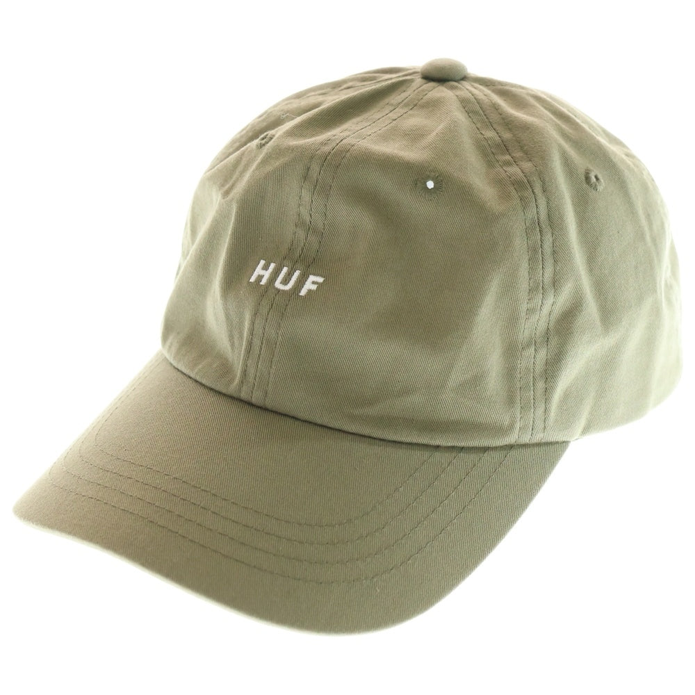 HUF(ハフ) ロゴ刺繍 コットンポリ 6パネルキャップ 帽子 カーキ