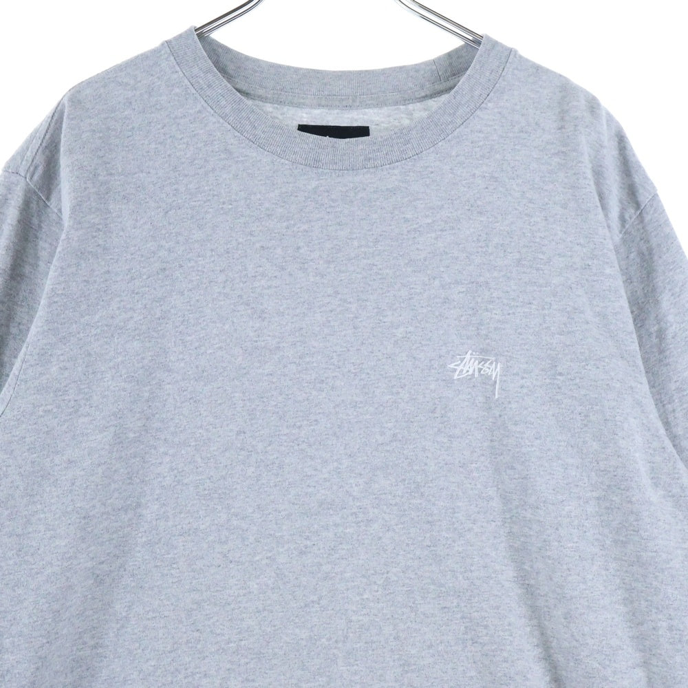 STUSSY(ステューシー) STOCK LOGO LS CREW ロゴ刺繍 クルーネック 長袖Tシャツ カットソー グレー 1140195