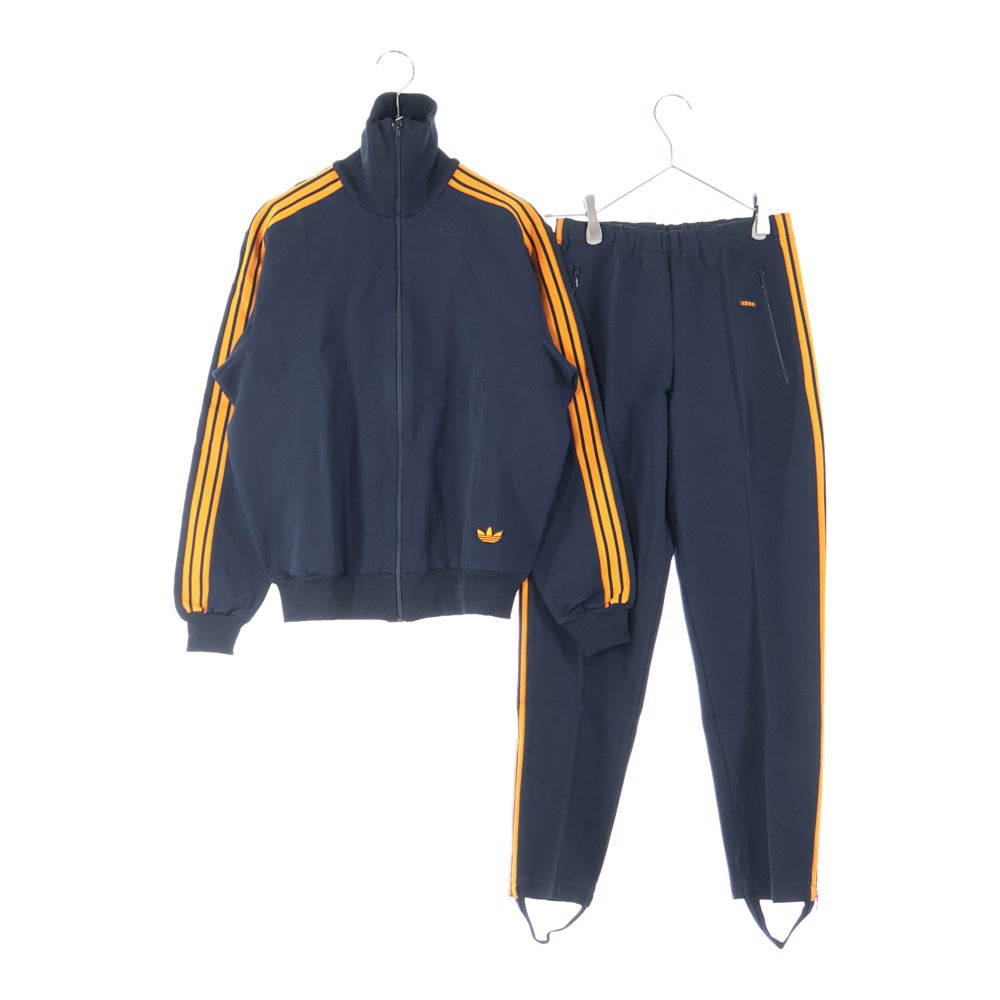 adidas(アディダス) 70-80S 西ドイツ製 デサント社製 トレフォイルロゴ サイドライン トラックジャケット ロゴ刺繍 サイドライン トラックパンツ セットアップ ADS-3F