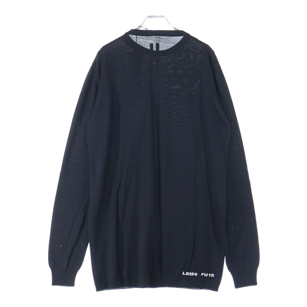 Rick Owens(リックオウエンス) 19AW OVERSIZED ROUND NECK オーバーサイズ ラウンドネック ウールニット セーター ブラック RR19F4689-M