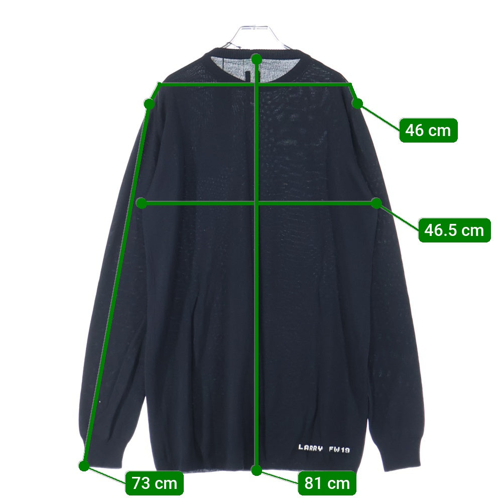 Rick Owens(リックオウエンス) 19AW OVERSIZED ROUND NECK オーバーサイズ ラウンドネック ウールニット セーター ブラック RR19F4689-M