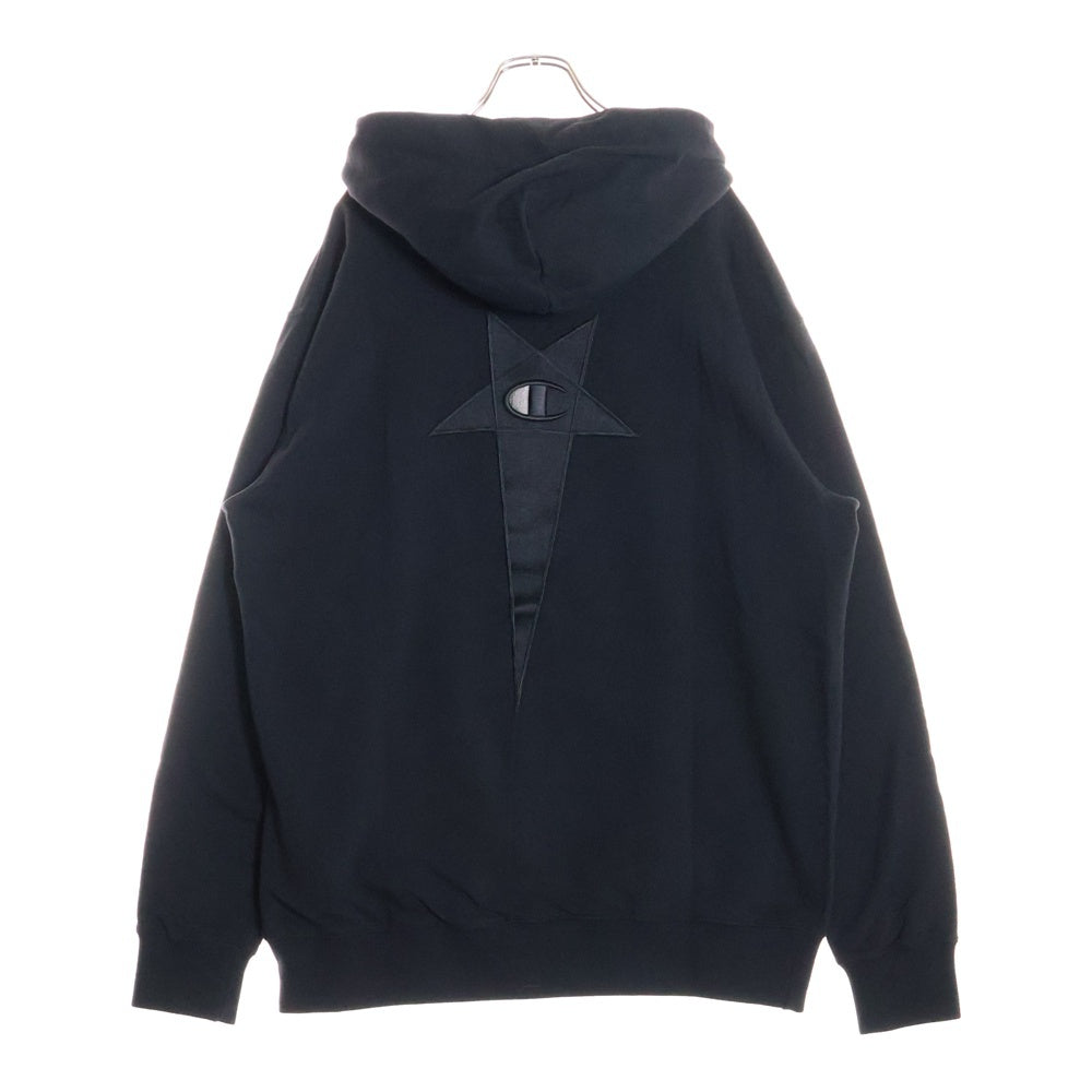 Rick Owens(リックオウエンス) 20SS ×Champion PULLOVER HOODIE バック芒星 スウェット プルオーバーパーカー ブラック CM20S0015-215232