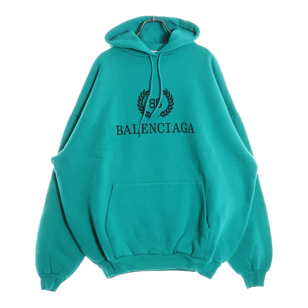 BALENCIAGA(バレンシアガ) 19SS BBロゴ オーバーサイズ スウェット プルオーバーパーカー グリーン 556111 TDV04