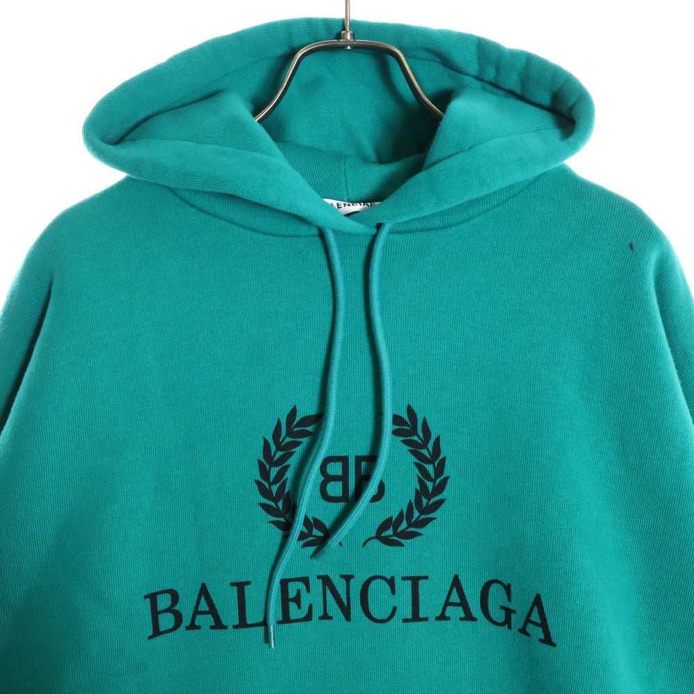 BALENCIAGA(バレンシアガ) 19SS BBロゴ オーバーサイズ スウェット プルオーバーパーカー グリーン 556111 TDV04