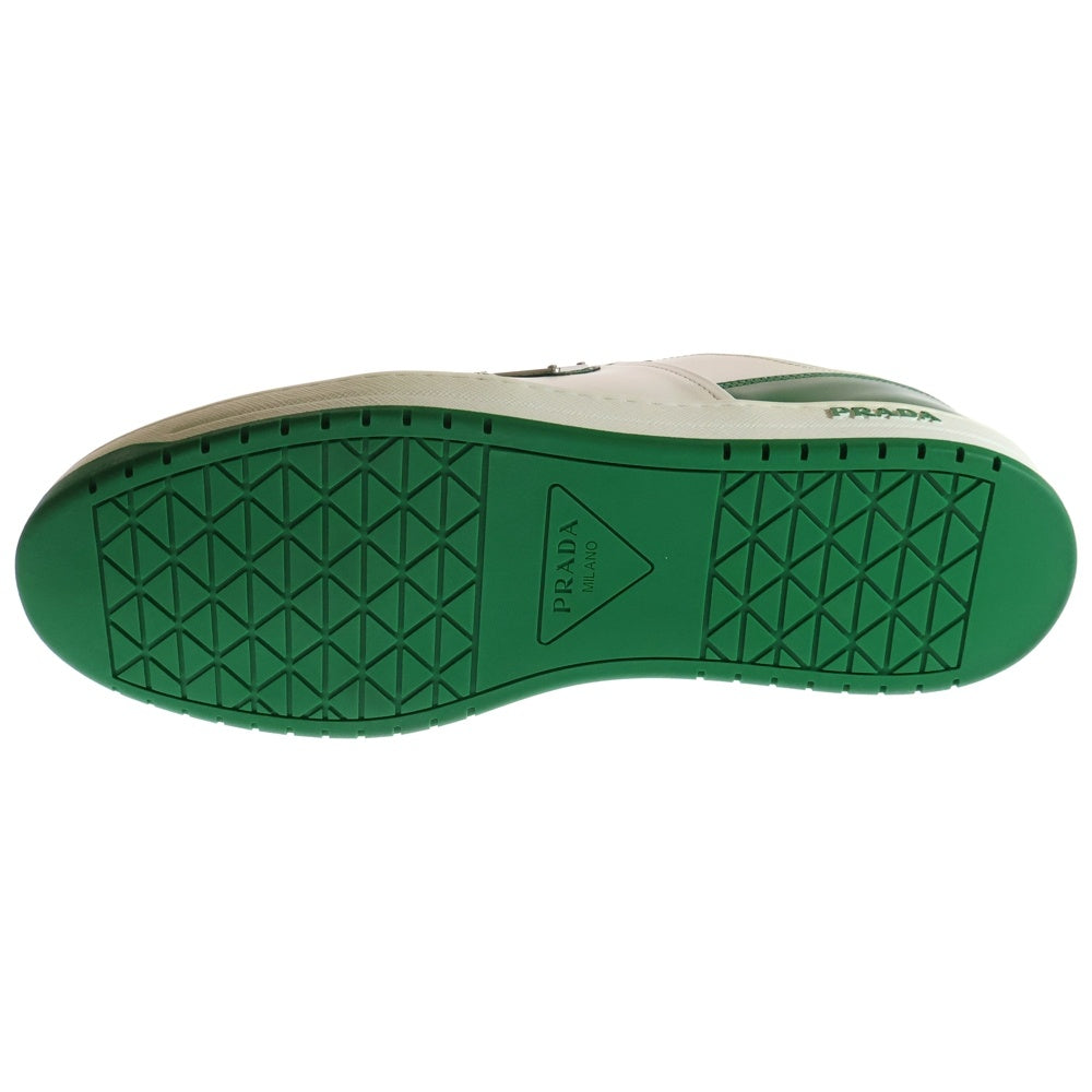 PRADA(プラダ) Downtown Low Top Sneakers ダウンタウン トライアングルロゴプレート レザー ローカットスニーカー グリーン/ホワイト 2EE364