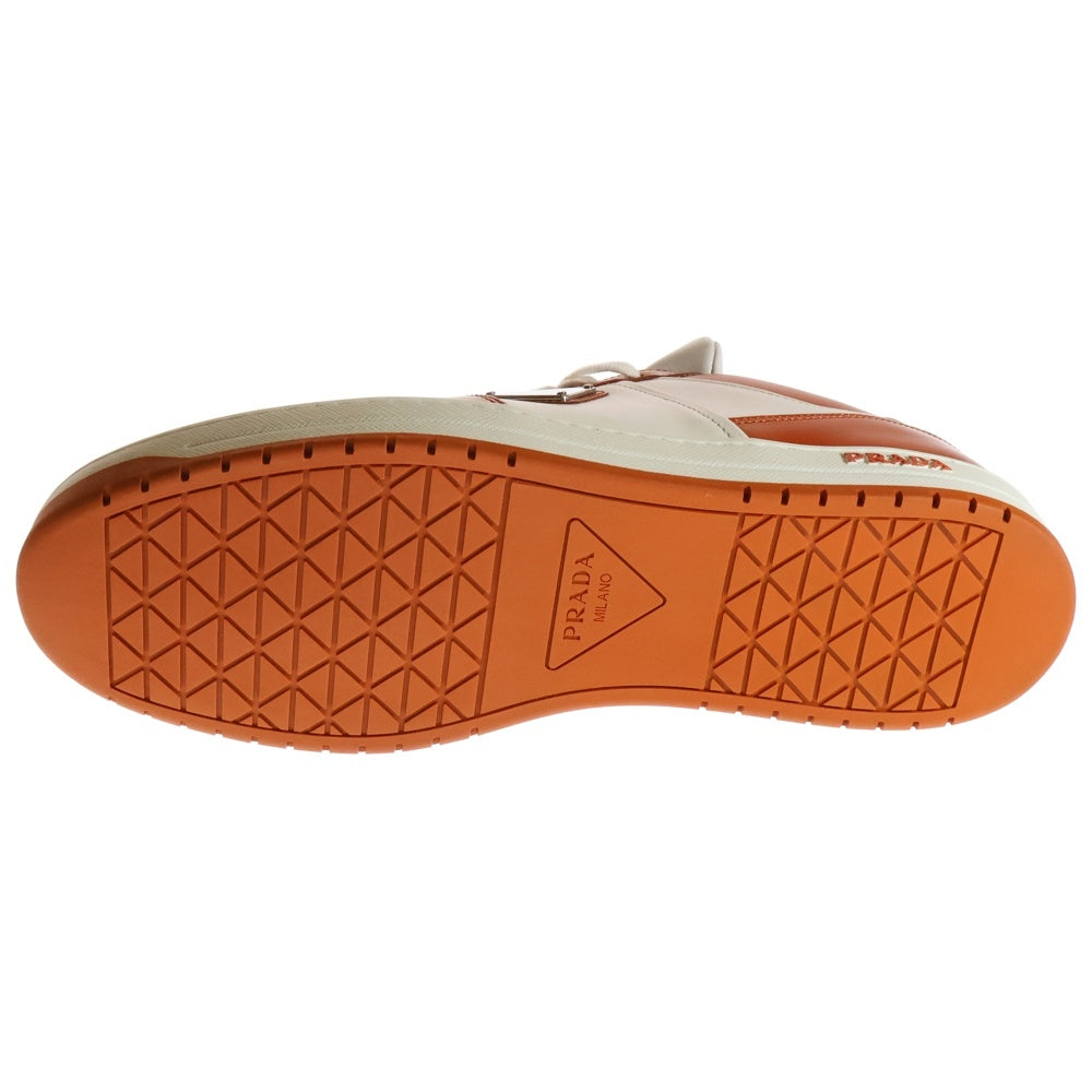 PRADA(プラダ) Downtown Low Top Sneakers ダウンタウン トライアングルロゴプレート レザー ローカットスニーカー オレンジ/ホワイト 2EE364