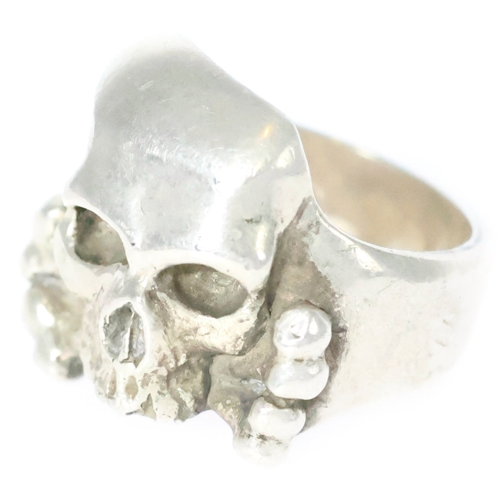 CRAZY PIG(クレイジーピッグ) THREE QUARTER SKULL & CB RING スリークォータースカル&CBリング 指輪 シルバー 19号