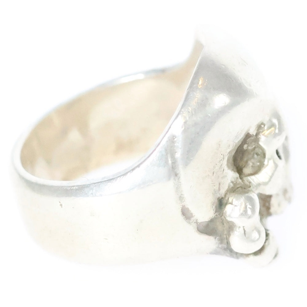 CRAZY PIG(クレイジーピッグ) THREE QUARTER SKULL & CB RING スリークォータースカル&CBリング 指輪 シルバー 19号