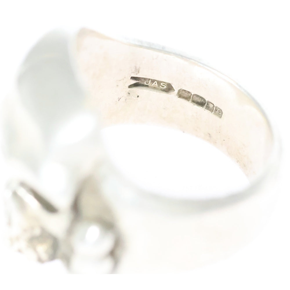 CRAZY PIG(クレイジーピッグ) THREE QUARTER SKULL & CB RING スリークォータースカル&CBリング 指輪 シルバー 19号